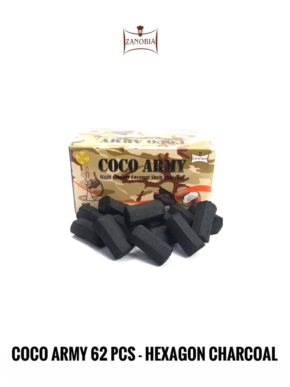 Coco Army 62pcs Hexagon Coconut Charcoal – Hookah Time
