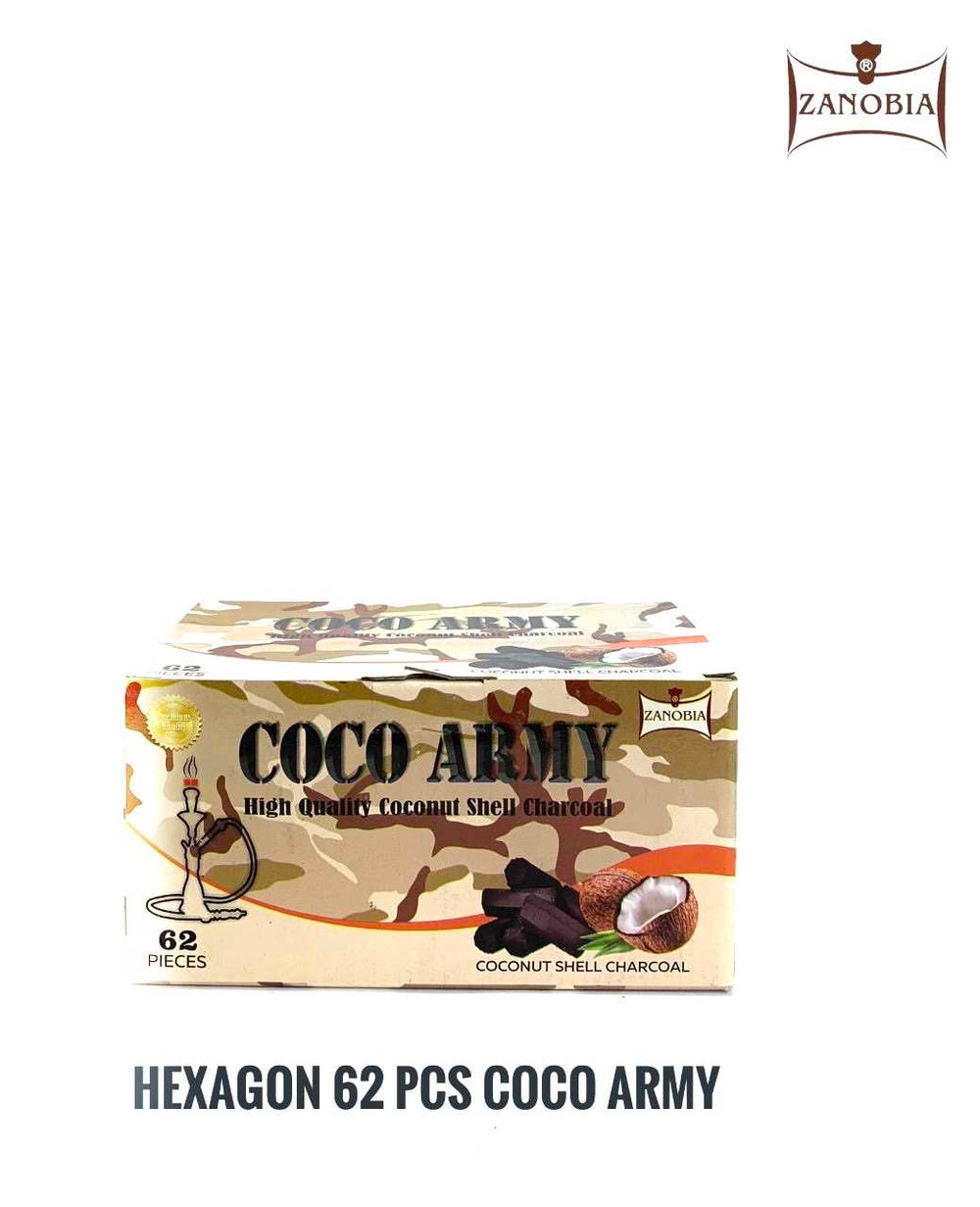 Coco Army 62pcs Hexagon Coconut Charcoal – Hookah Time